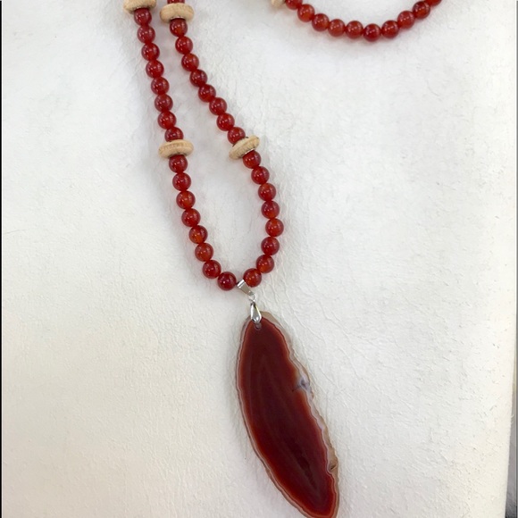 Natural Stone Agate ~ Beaded Necklace - Picture 5 of 8